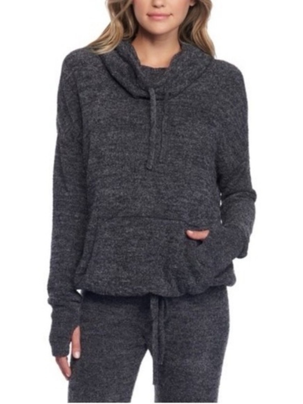 Barefoot Dreams Charcoal Cozychic Lite Long Sleeve Sweater Hoodie Size Small